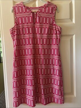 Jude Connally Red & White Geometric Dress